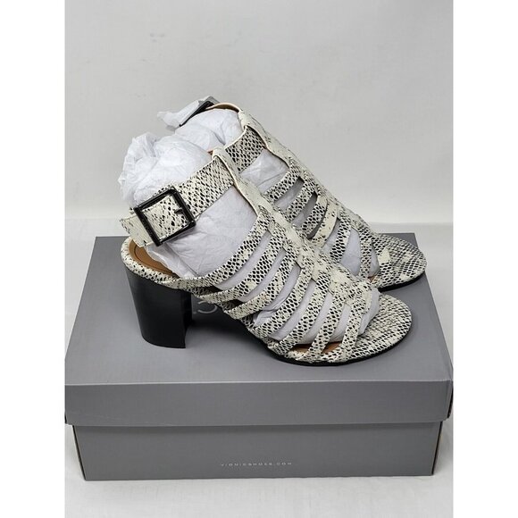 Vionic Perk Sami snake white black Leather Ankle Strap Sandals Heels size 7.5 - Picture 4 of 6